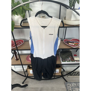 Hind Sleeveless Triathlon Suit White Blue Black Men's Size M